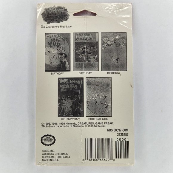 Vintage Set of 5 Pokemon Birthday Cards + 4 Packs of Confetti - 90's Nostalgia! - Picture 2 of 3